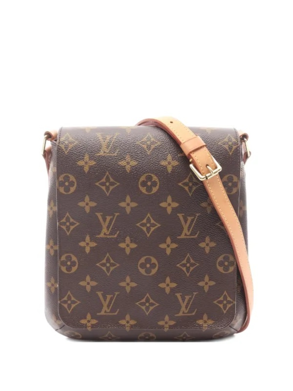 Monogram Canvas Crossbody Bag with Natural Leather Strap